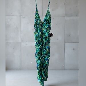 Tropical Leaf Print Mini Dress